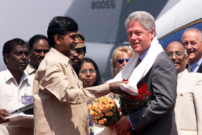 Clinton makes no secret of his admiration for Naidu